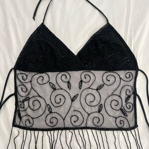 Vintage Black Beaded Halter Top